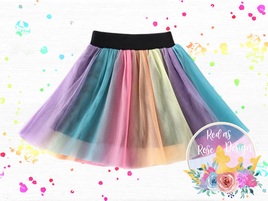 Colorful Rainbow Tulle Skirt
